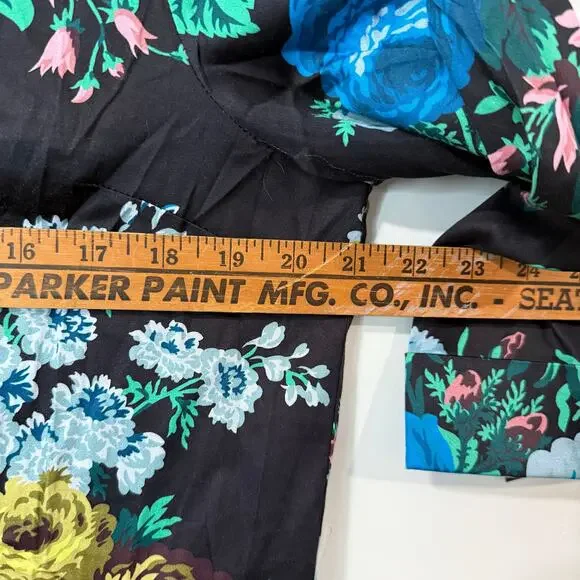 Tuckernuck Women's Verdant Floral Royal Shirt Dress Black Blue Large Garden EUC - Picture 8 of 11
